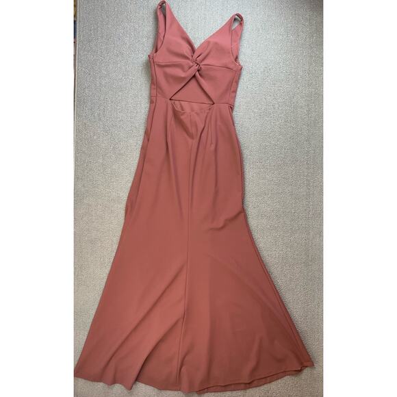 Jenny Yoo Collection Taryn Formal Dress Gown Cut Out Twist Back Cinnamon Rose 10 - Picture 2 of 10